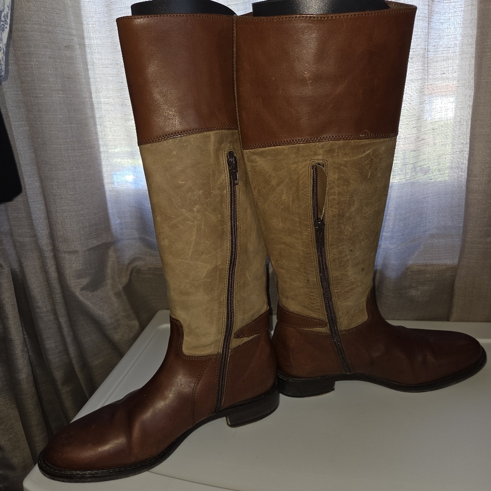 Johnston & Murphy Brown and Tan tall Leather Riding Boots - Picture 10 of 14